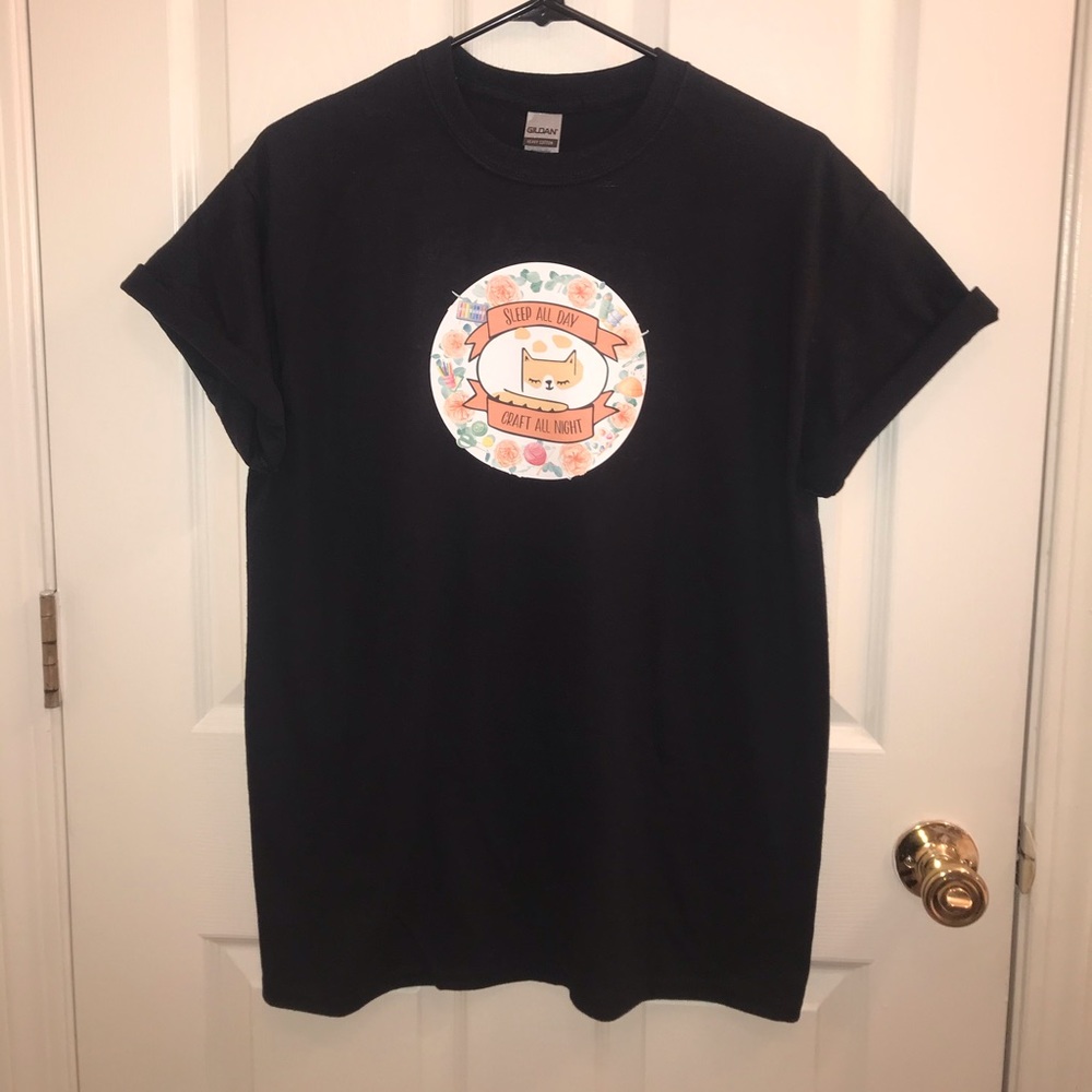 NWT Sleep All Day Craft All Night Cat Graphic Tee